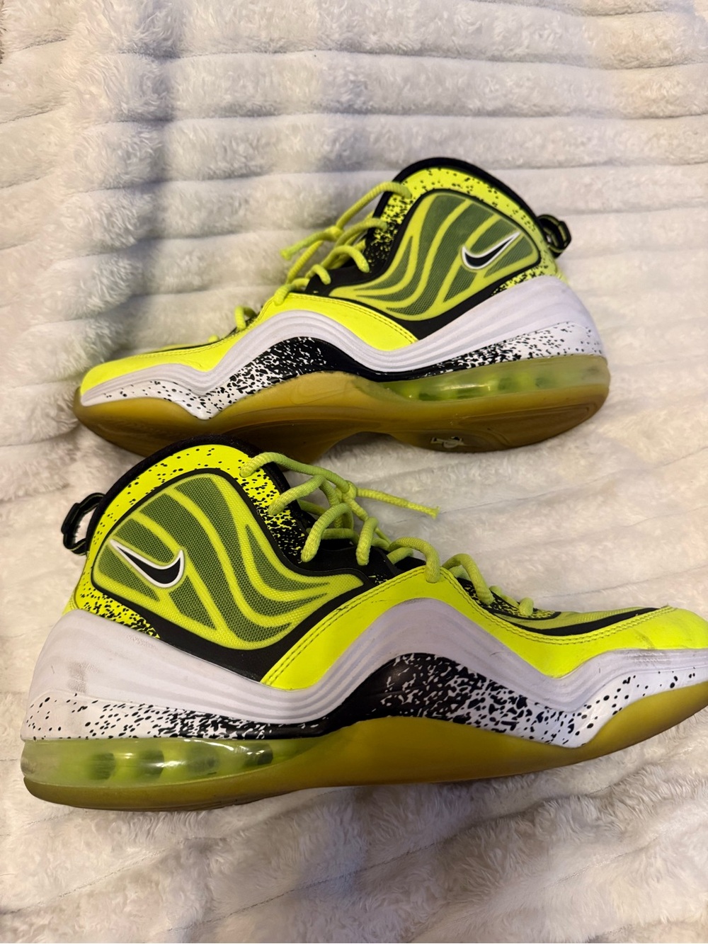 Nike Mens Penny Neon Yellow and Black High-Top Sneakers